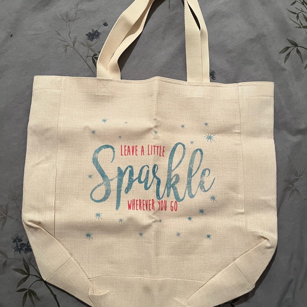 Cream natural Tote Bag with Sparkle Print